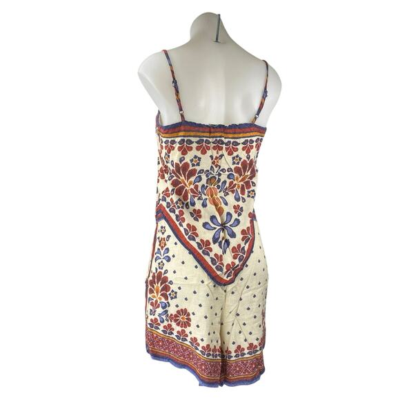 Farm Rio Multicolor Linen Floral Bandana Sleeveless Cami Tank & Shorts Set S/M - Picture 3 of 7